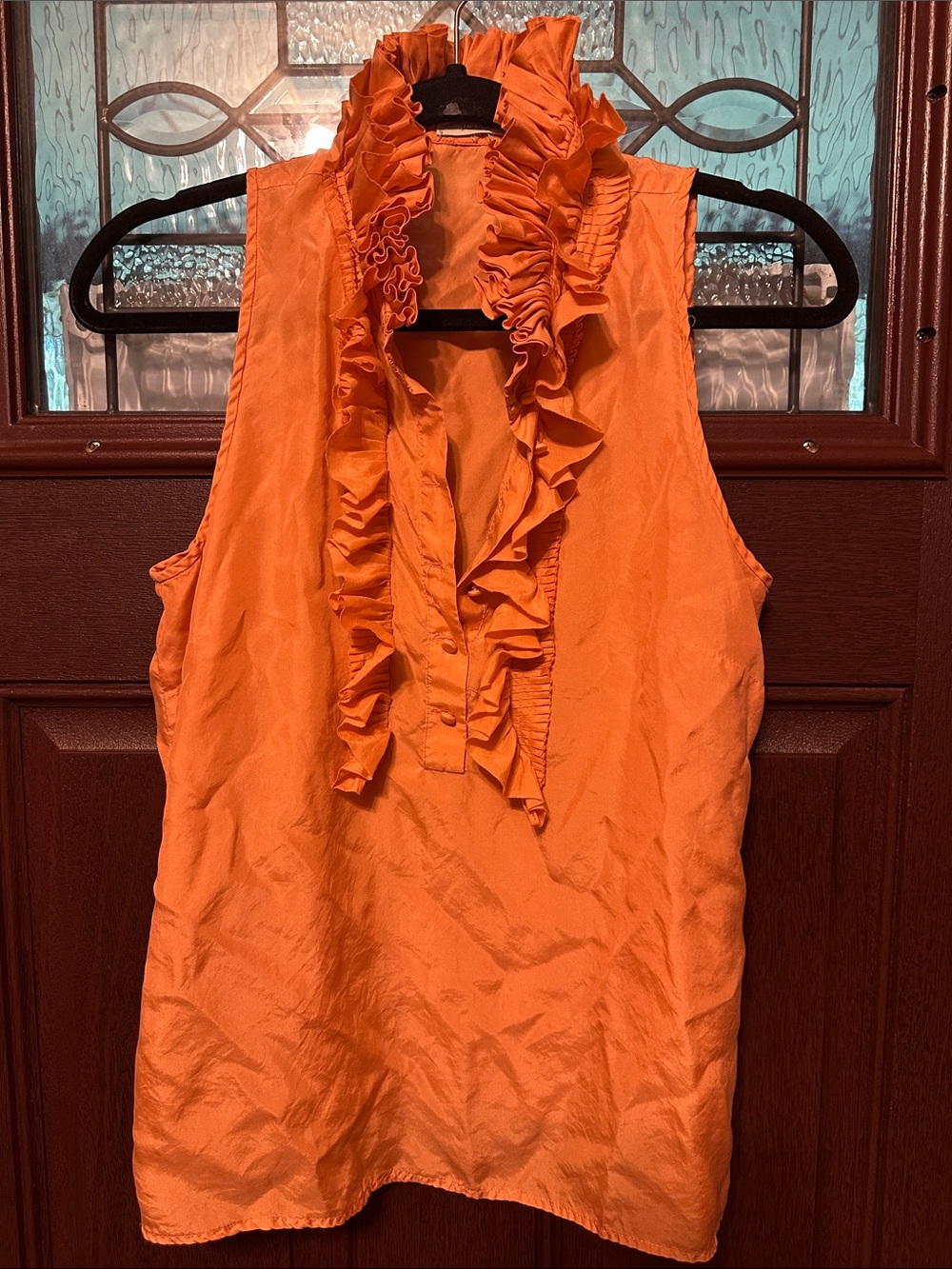 J. Crew Orange Ruffled Sleeveless Camisole